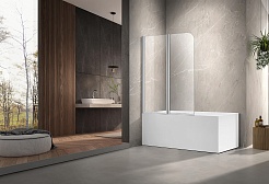 Aquatek Шторка на ванну 100x150 AQ DEL SBA 08015CH поворотная профиль хром стекло прозрачное – фотография-3